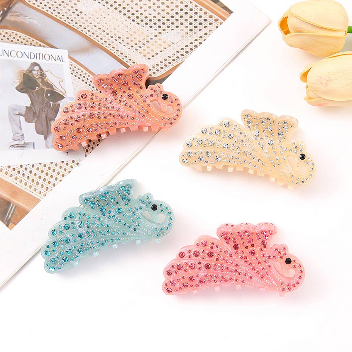 Phoenix Acrylic Hair Claw Rhinestone Cartoon Clip_CWAHA1004