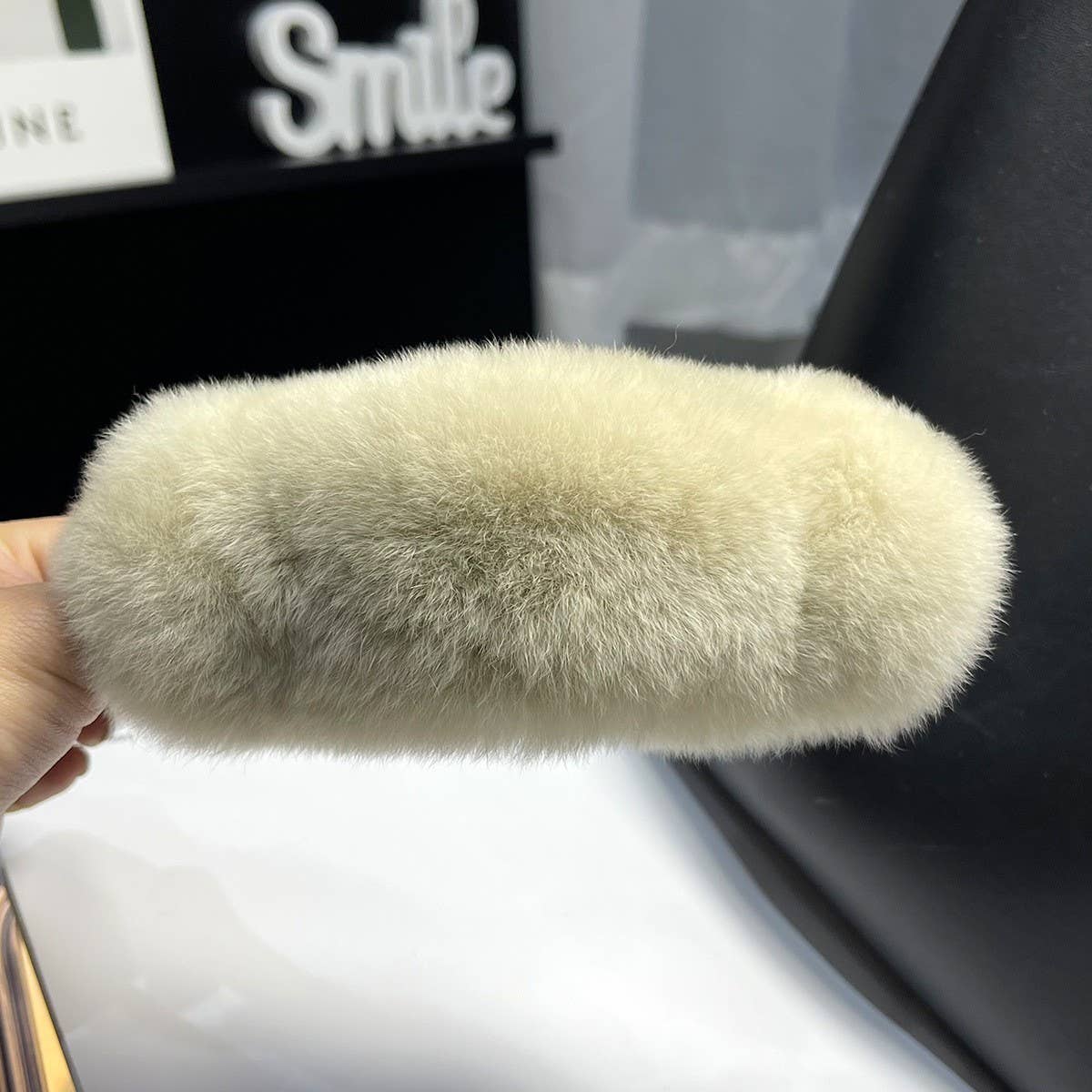 Fuzzy Bunny Fur Hair Claw, Large Lazy Style Clip