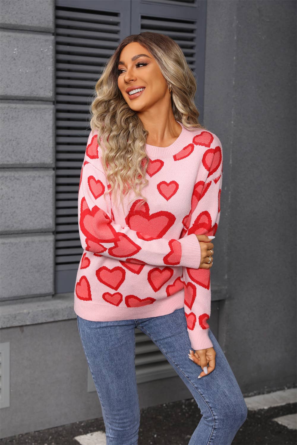 Fashion assorted jacquard love heart sweater