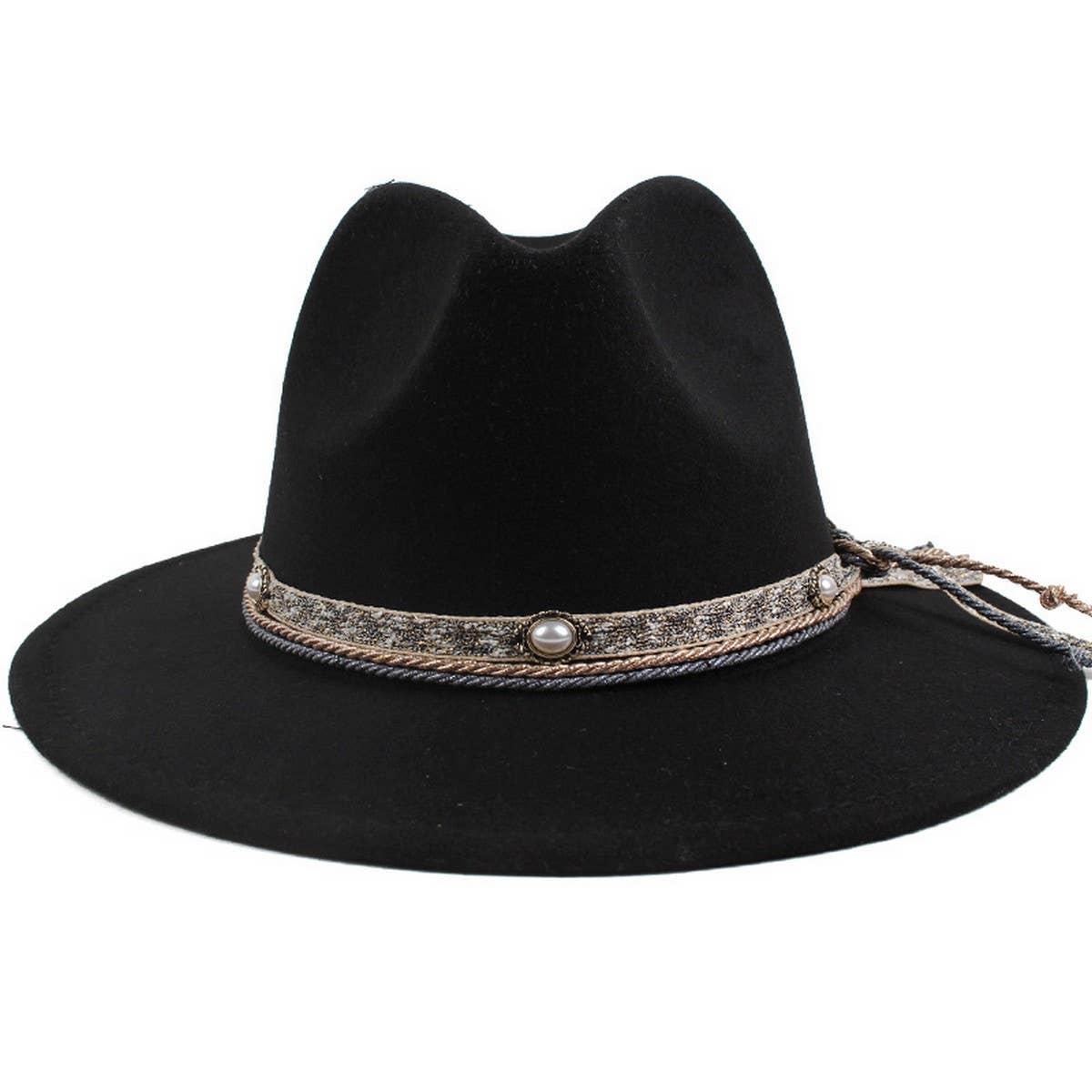 PEARL EMBELLISHED WARM WINDPROOF PANAMA HAT_CWAH1881