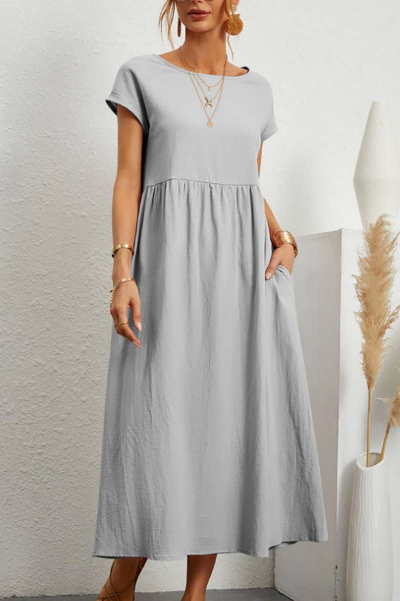CWDMD01070_SOLID COLOR SLEEVELESS LOOSE DRESS
