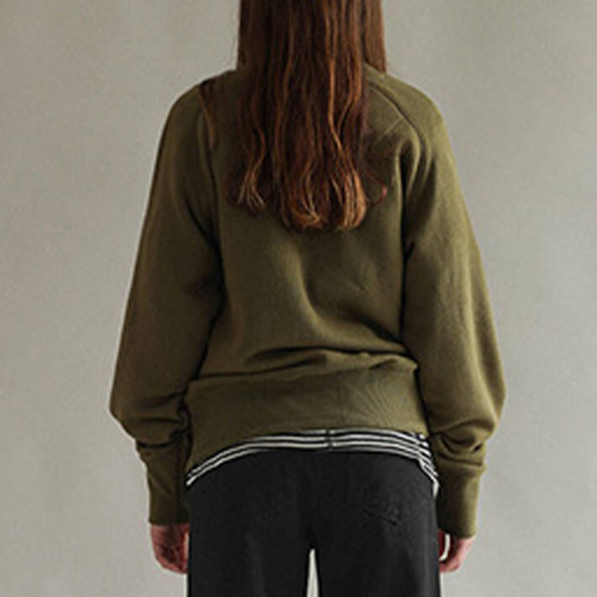 SOLID COLOR LOOSE PULLOVER CREW-NECK HOODIE