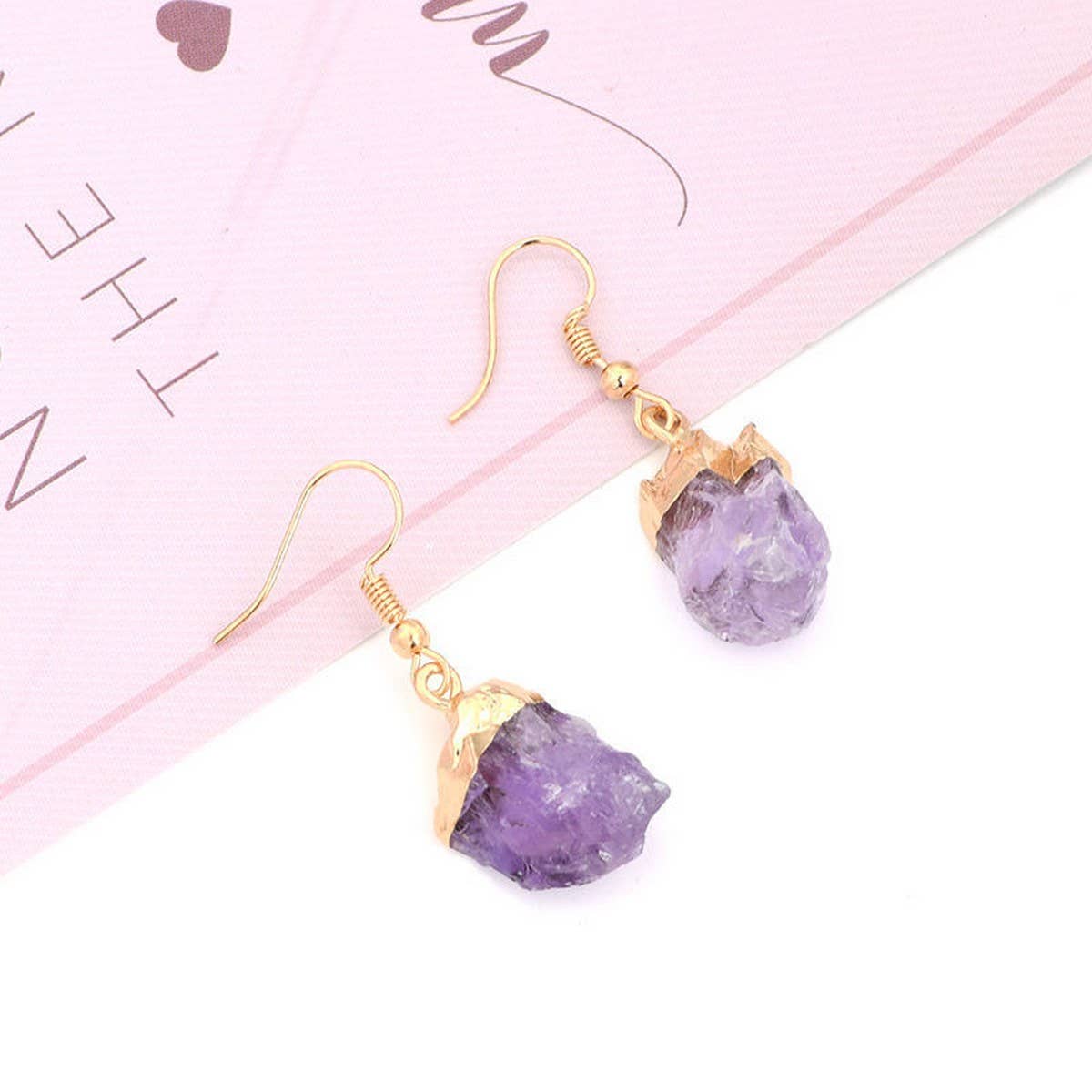 NATURAL CRYSTAL IRREGULAR ORIGINAL STONE EARRINGS