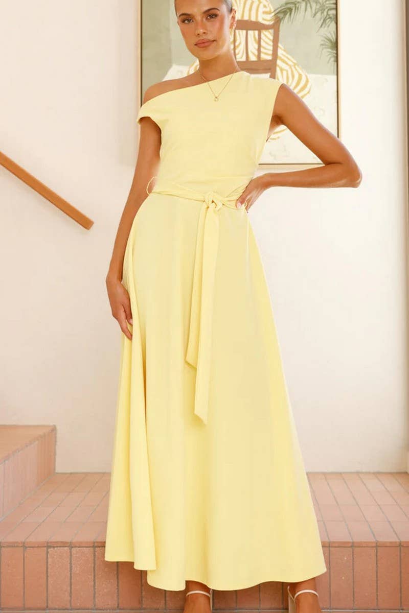 CWDMD5217_SOLID COLOR STYLISH TIE-BACK SEXY DRESS