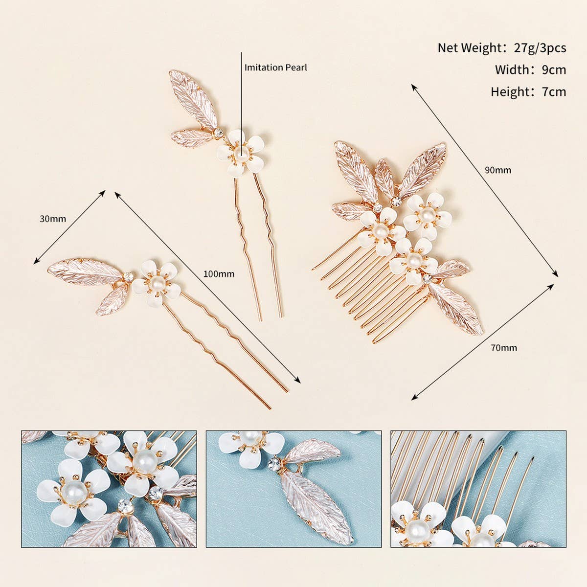 PEARL FLOWER BRIDAL HAIR ACCESSORIES SET_CWAHA2799