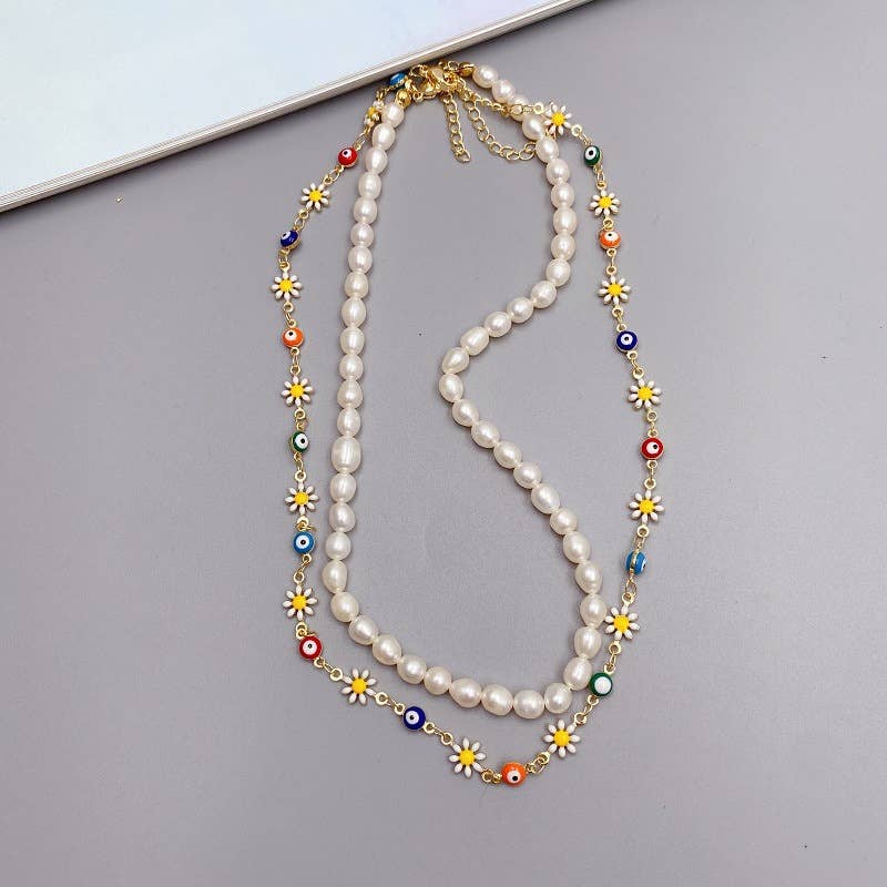 Daisy butterfly creative colorful eye necklace