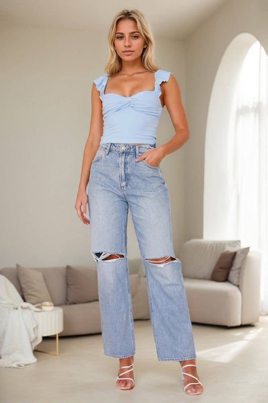 Square Neck Short Slim Fit Solid Tank Top