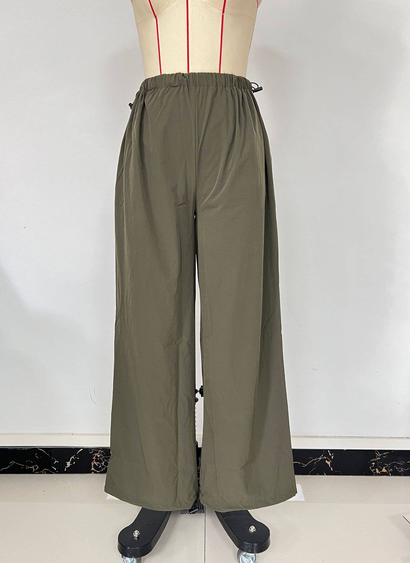 Stretched-waist wide-leg sportswear pants