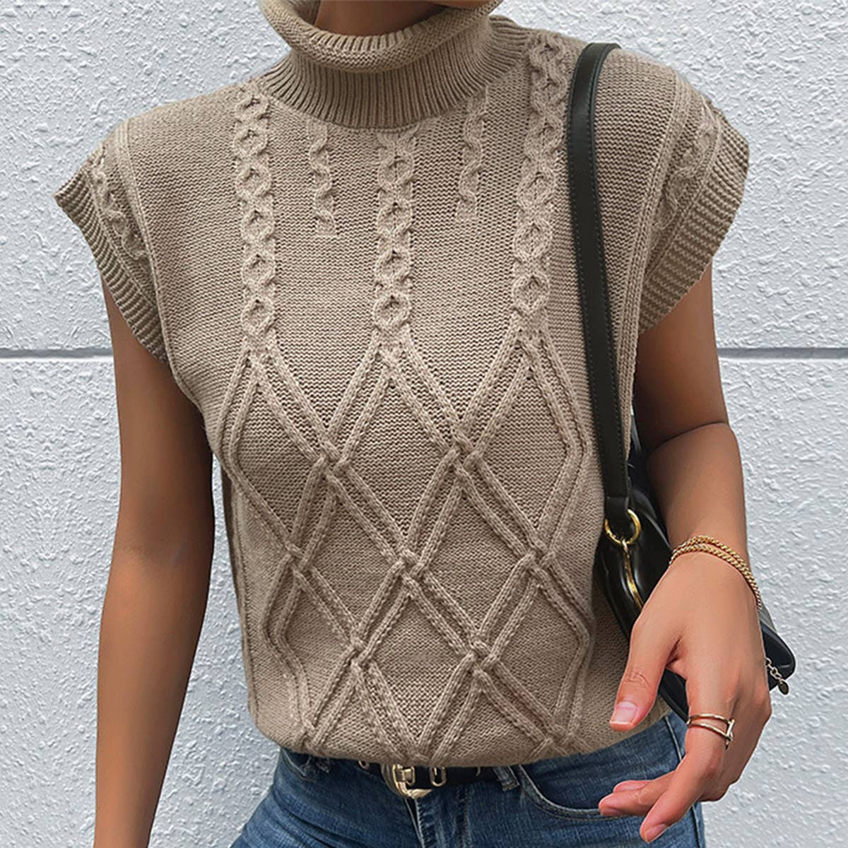 SOLID COLOR TWIST SLEEVELESS WAISTCOAT PULLOVER