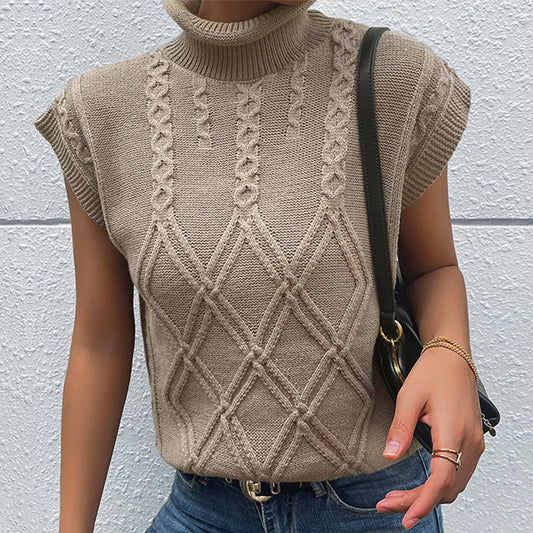 SOLID COLOR TWIST SLEEVELESS WAISTCOAT PULLOVER