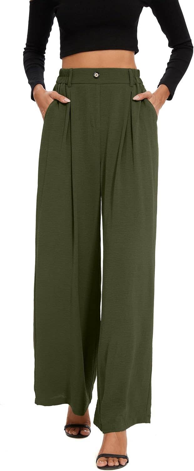 Tight high-waisted straight-leg wide-leg pants