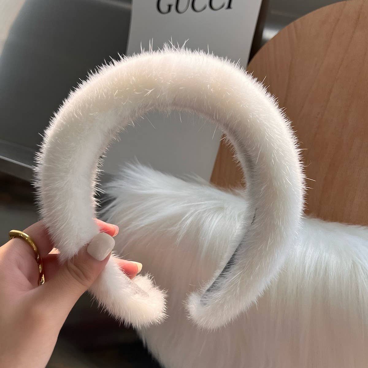 SOLID COLOR WINTER FUR HAIRBAND HEADBAND HEADDRESS_CWAHA3322