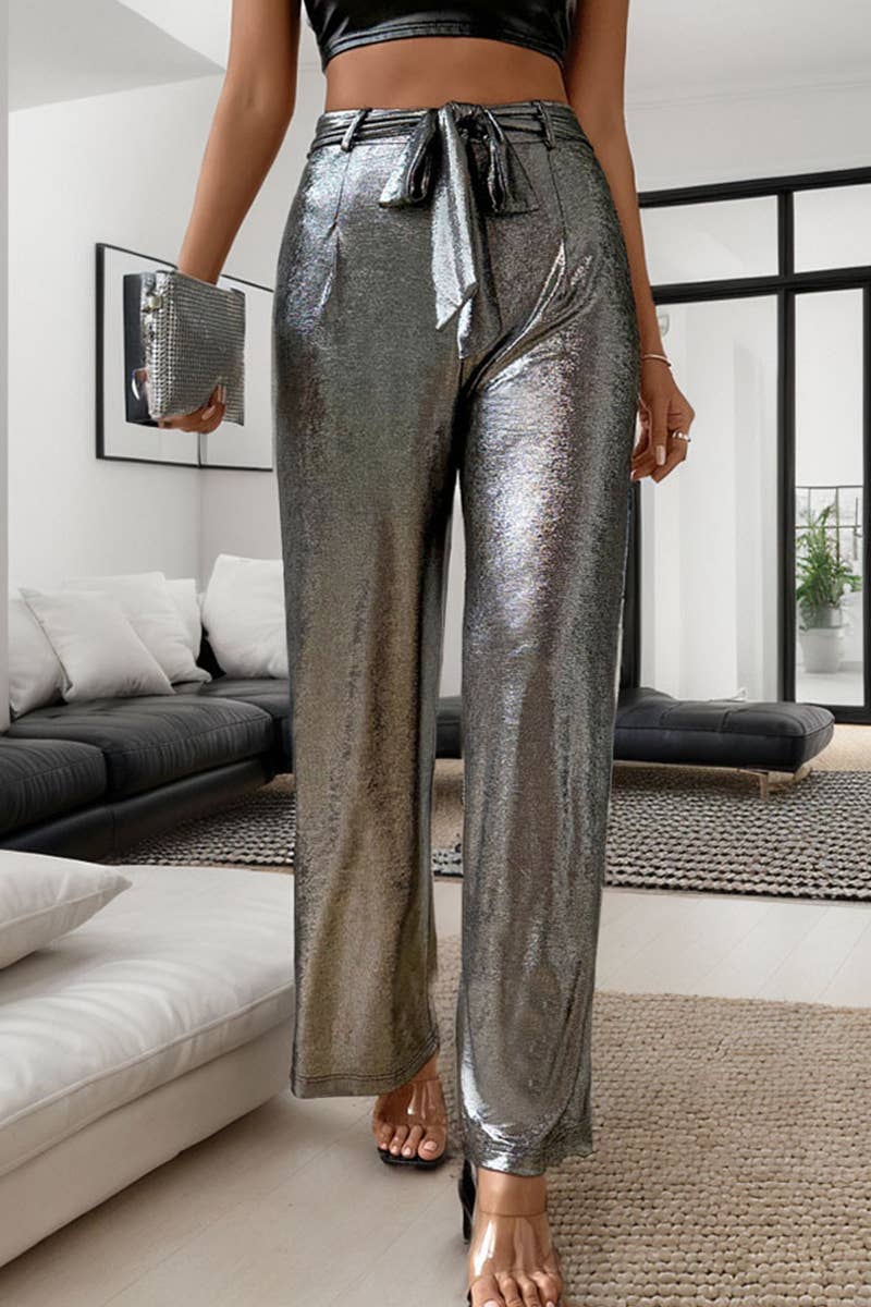 CWBLP1766_NEW SUMMER WOMEN'S METALLIC STRAIGHT PANTS