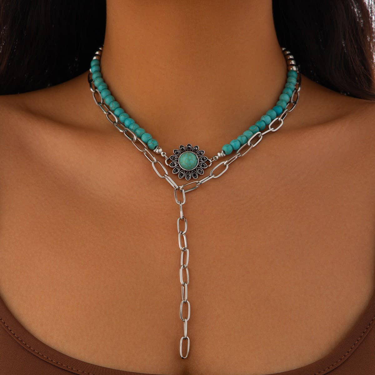 FASHIONABLE AND SIMPLE MULTI-LAYER ALLOY NECKLACE_CWMM3188