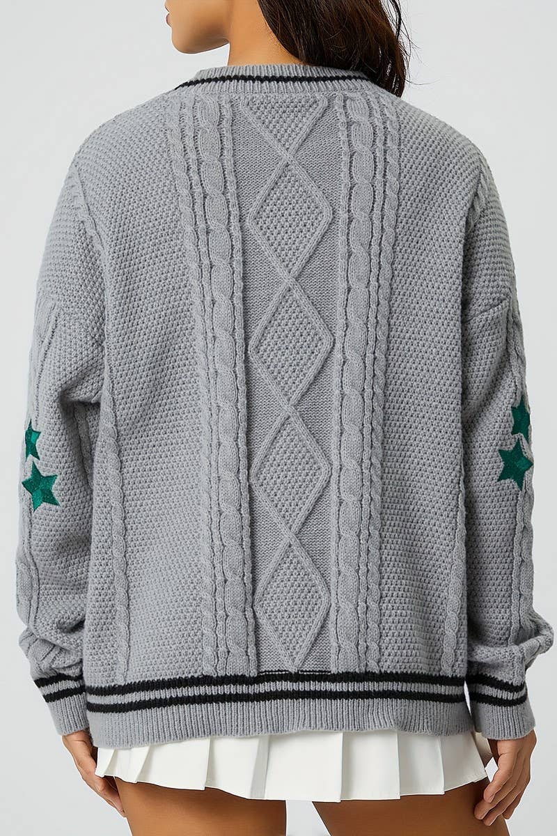 CWOCAL1794_SINGLE BREASTED KNIT EMBROIDERED CARDIGAN