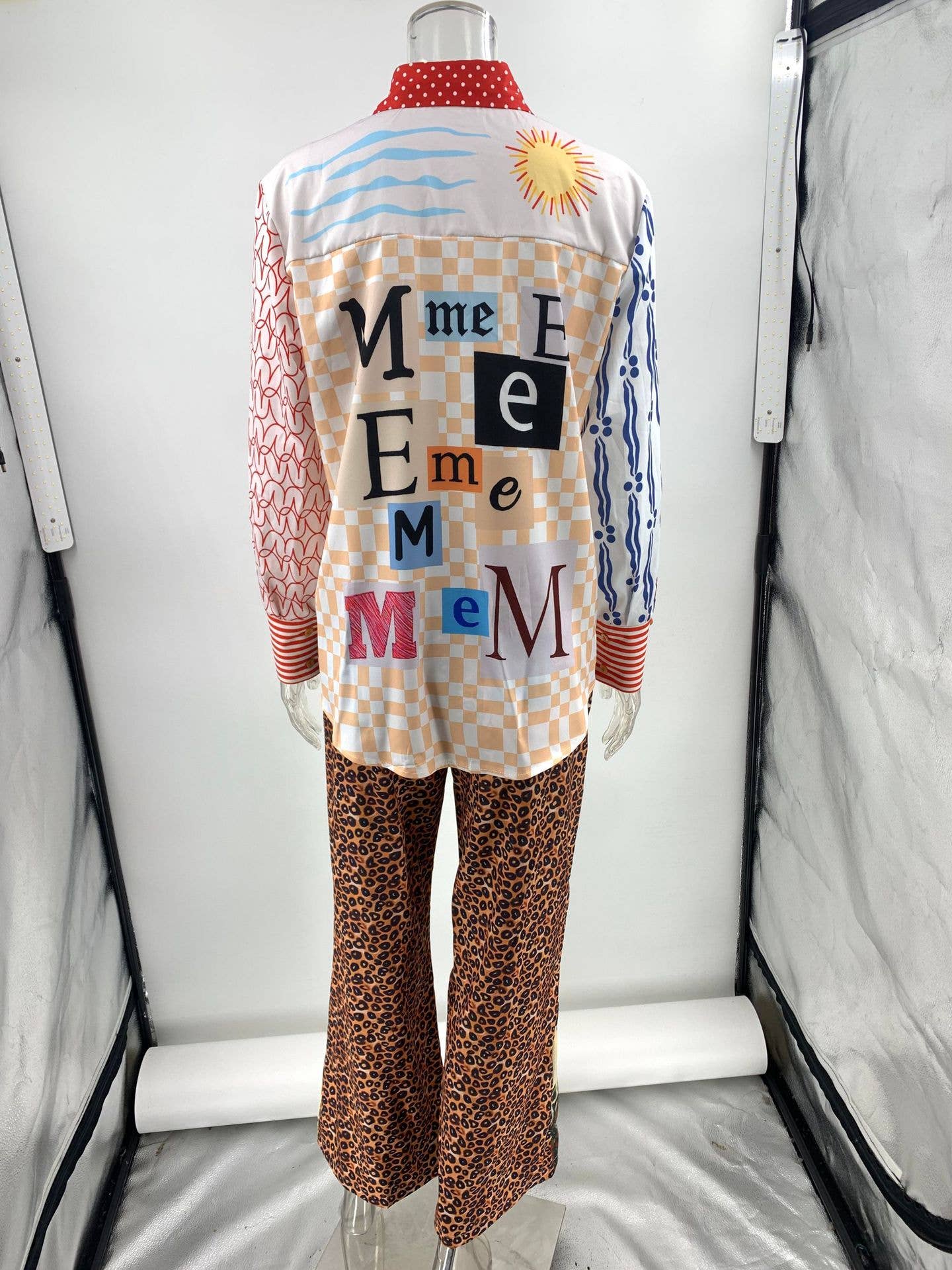 LEOPARD PRINT LONG SLEEVE SHIRT AND TROUSERS SUIT