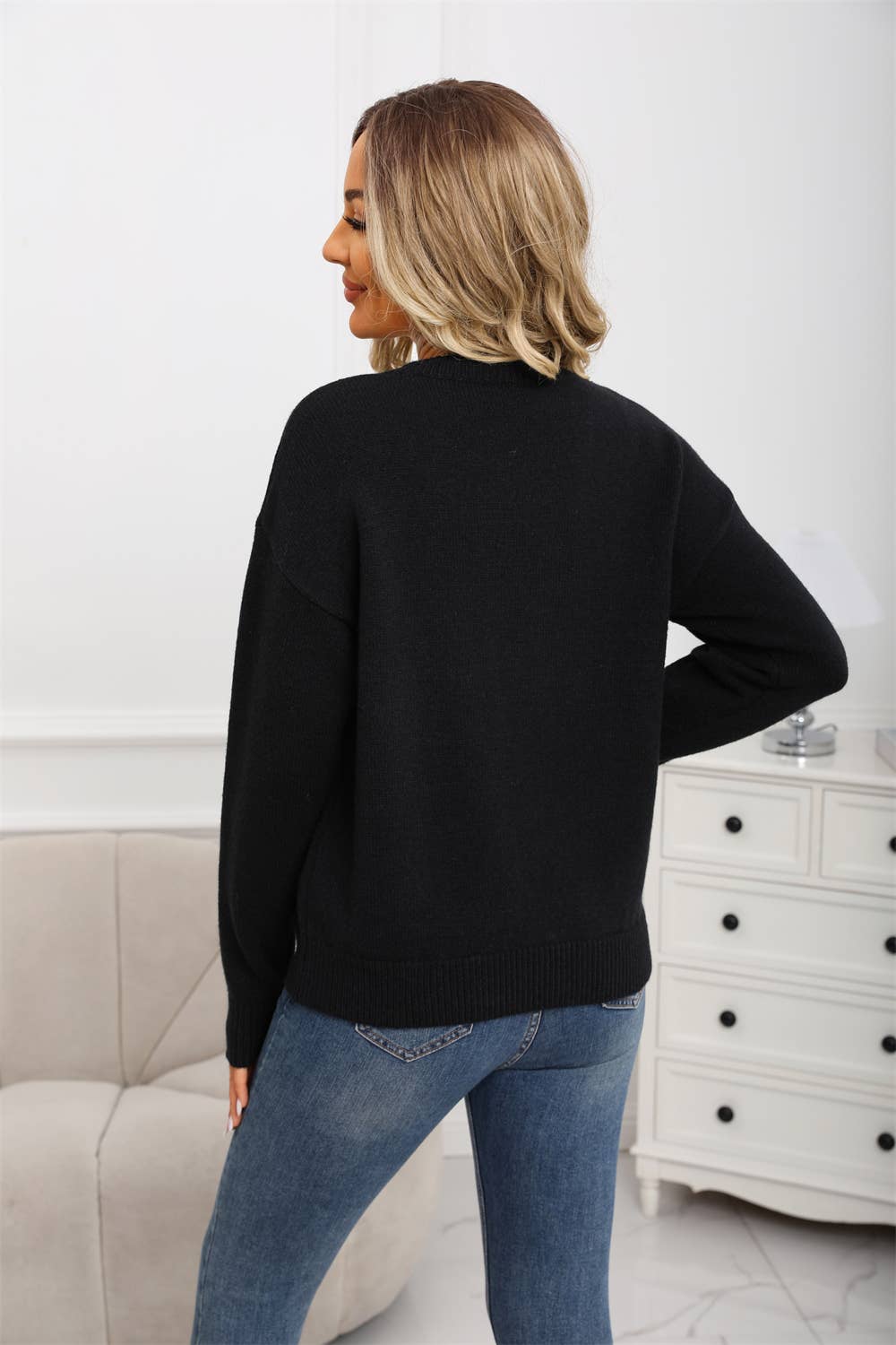 Fashion individual love jacquard knit sweater