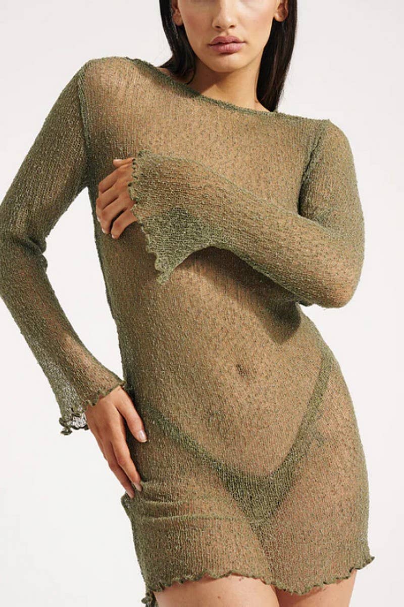 CWDSD7814_SEXY SEE-THROUGH BACKLESS KNITTED SHORT DRESS