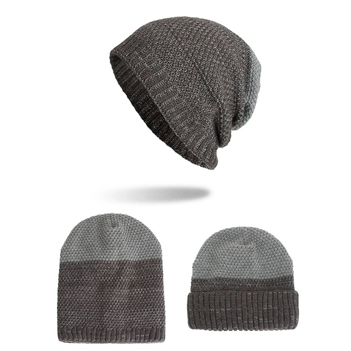 FLEECE TWO-TONE CORN KERNELS PULLER KNITTED HAT
