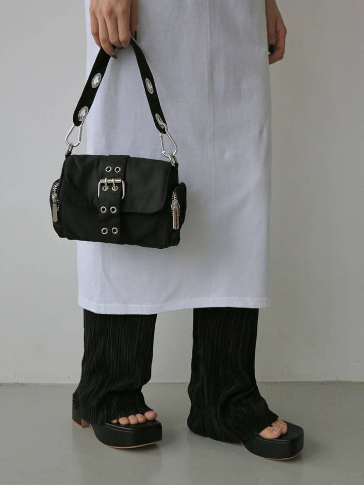 Retro double-button Oxford fabric square bag