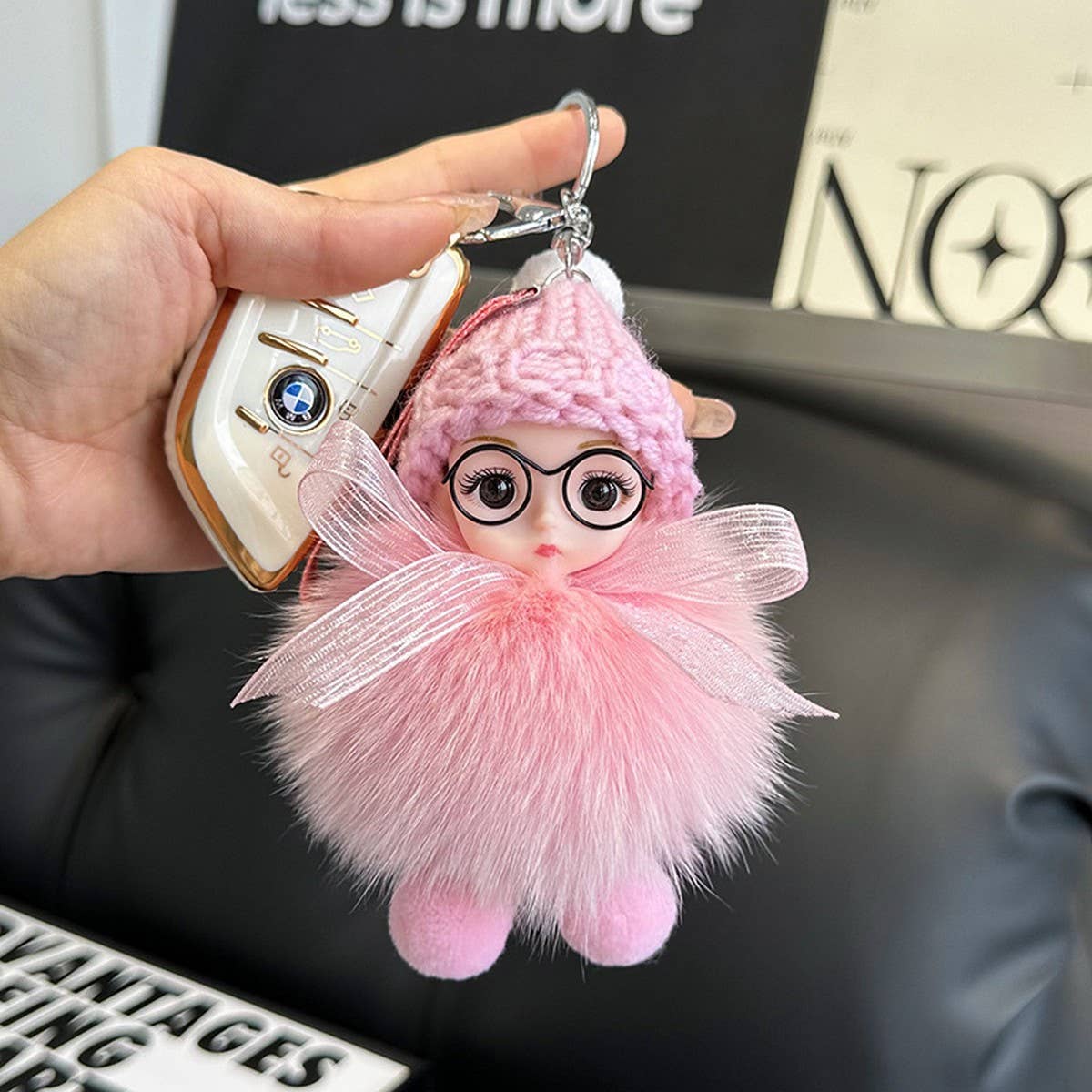 CUTE PLUSH DOLL CAR KEYCHAIN BAG PENDANT GIFT