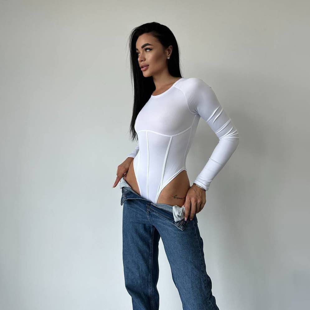 Sexy tight long-sleeved base jumpsuit