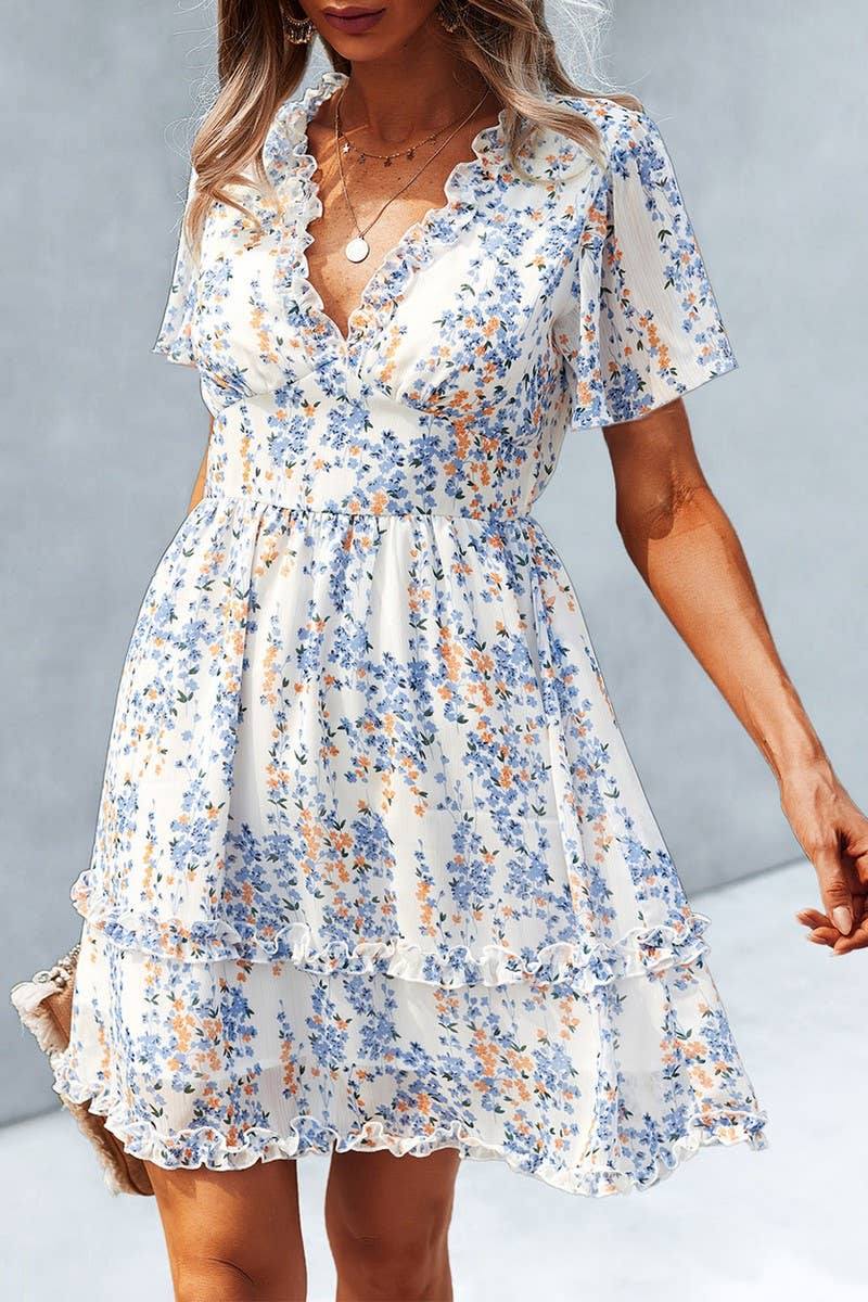 CWDSD10492_SUMMER CASUAL HOLIDAY STYLE FLORAL DRESS