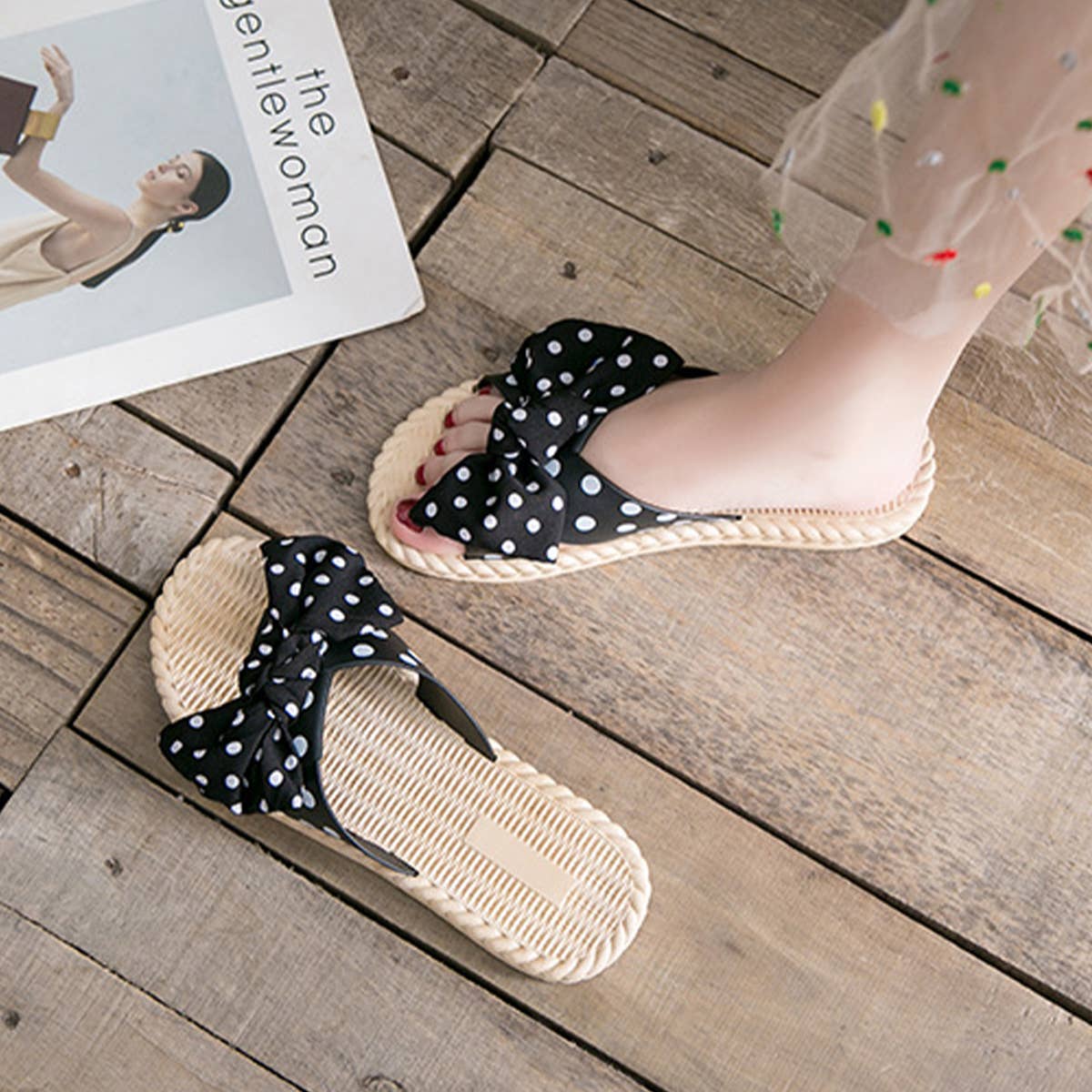 BOW DECORATED NON-SLIP SLIPPERS FOR WOMENS_CWSHS0675