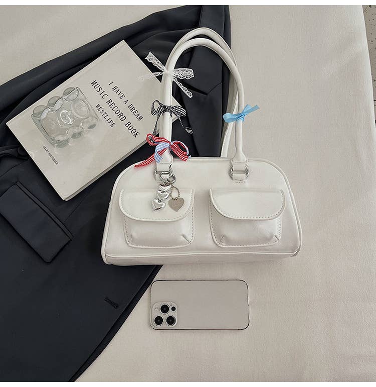 Fashionable bow-shaped glossy single-shoulder bag