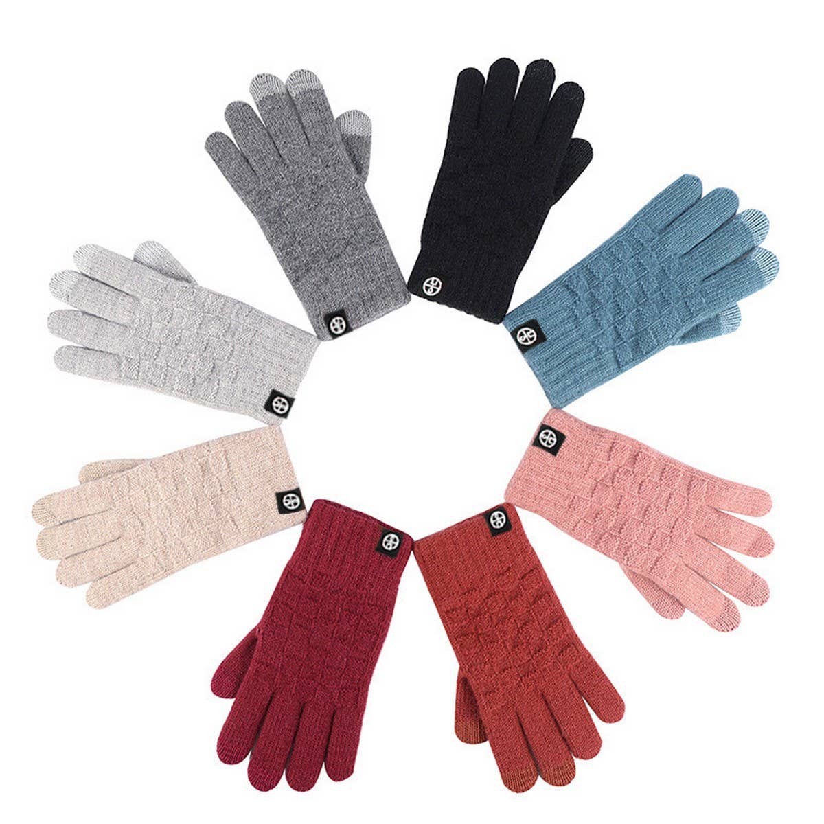 WINTER WOOLEN CHECKERED TOUCH SCREEN GLOVES_CWAG0409