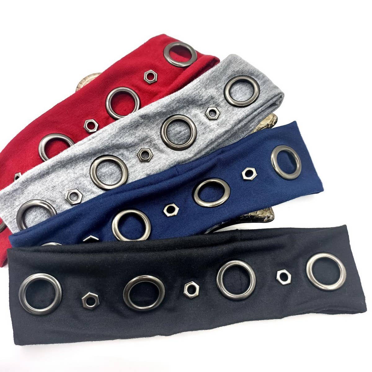 Elastic Punk Headwrap with Geometric Studs