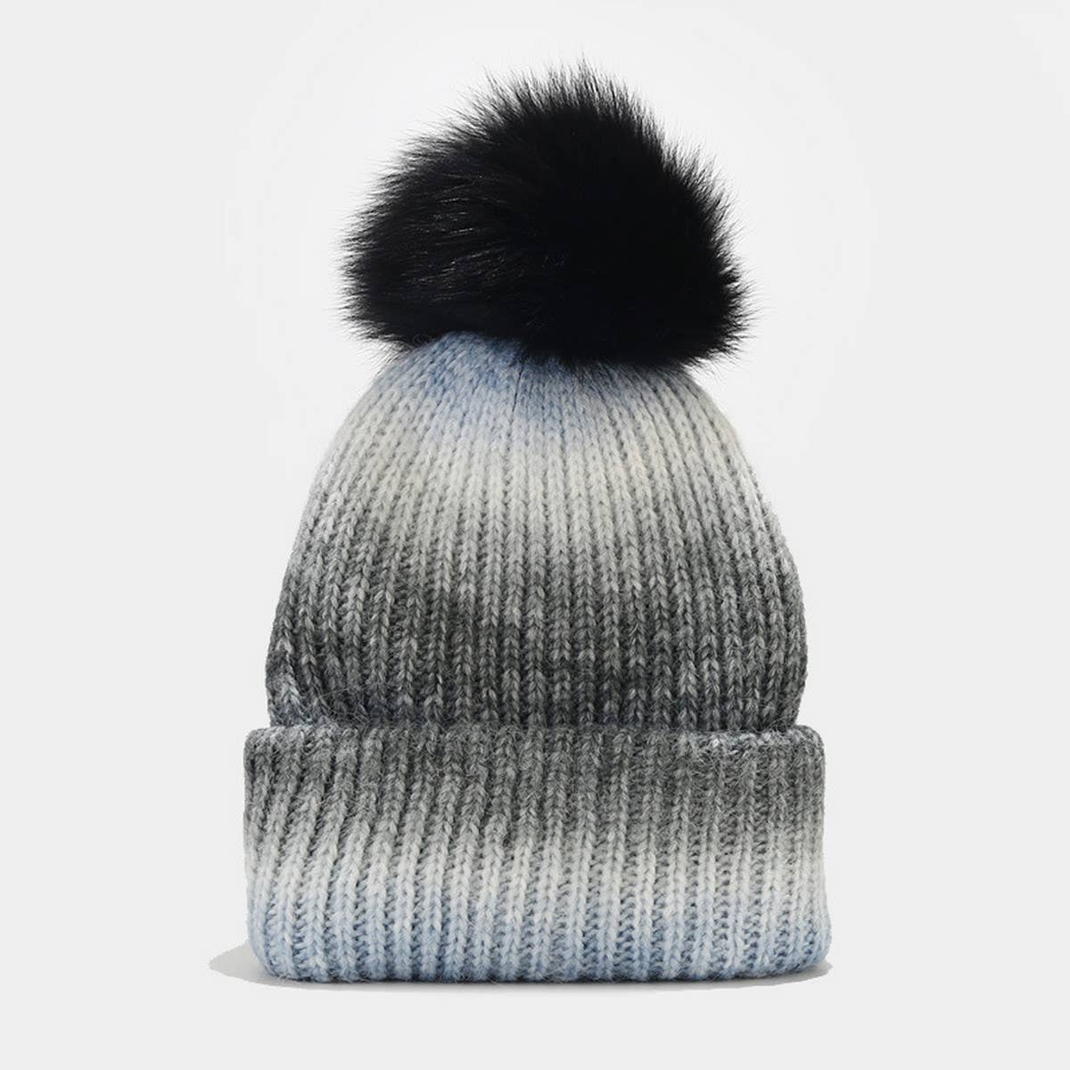 GRADIENT WARM POM POM KNITTED HAT_CWAH1618