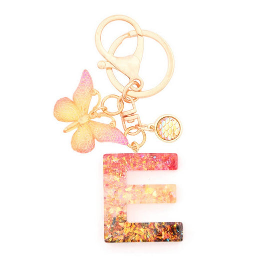 Creative Crystal Letter Keychain with Resin Sequins_CWAB5021