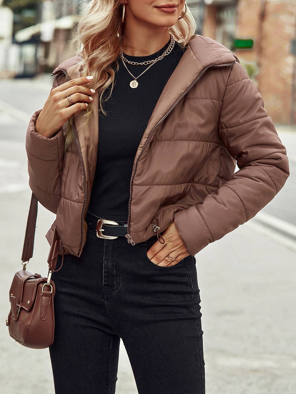 CASUAL ZIPPER PADDED JACKET HOODED JACKET