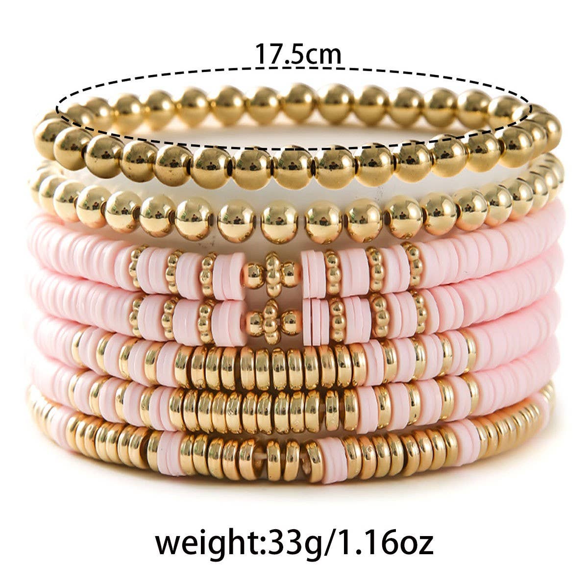 SIMPLE STACKED DISC BEAD BRACELET SET_CWMM3531