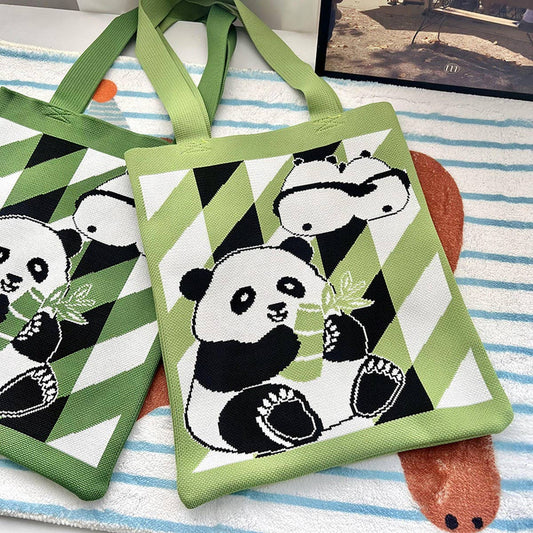 CASUAL NEW STYLE PANDA BAG KNITTED HANDBAG_CWAB3222