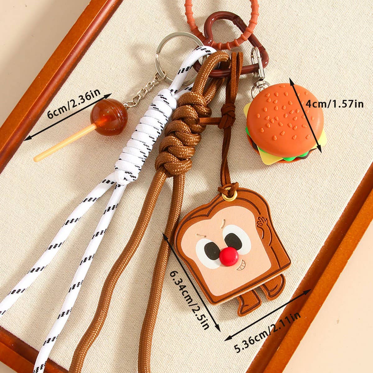 Creative Toast & Candy Braided Rope Keychain