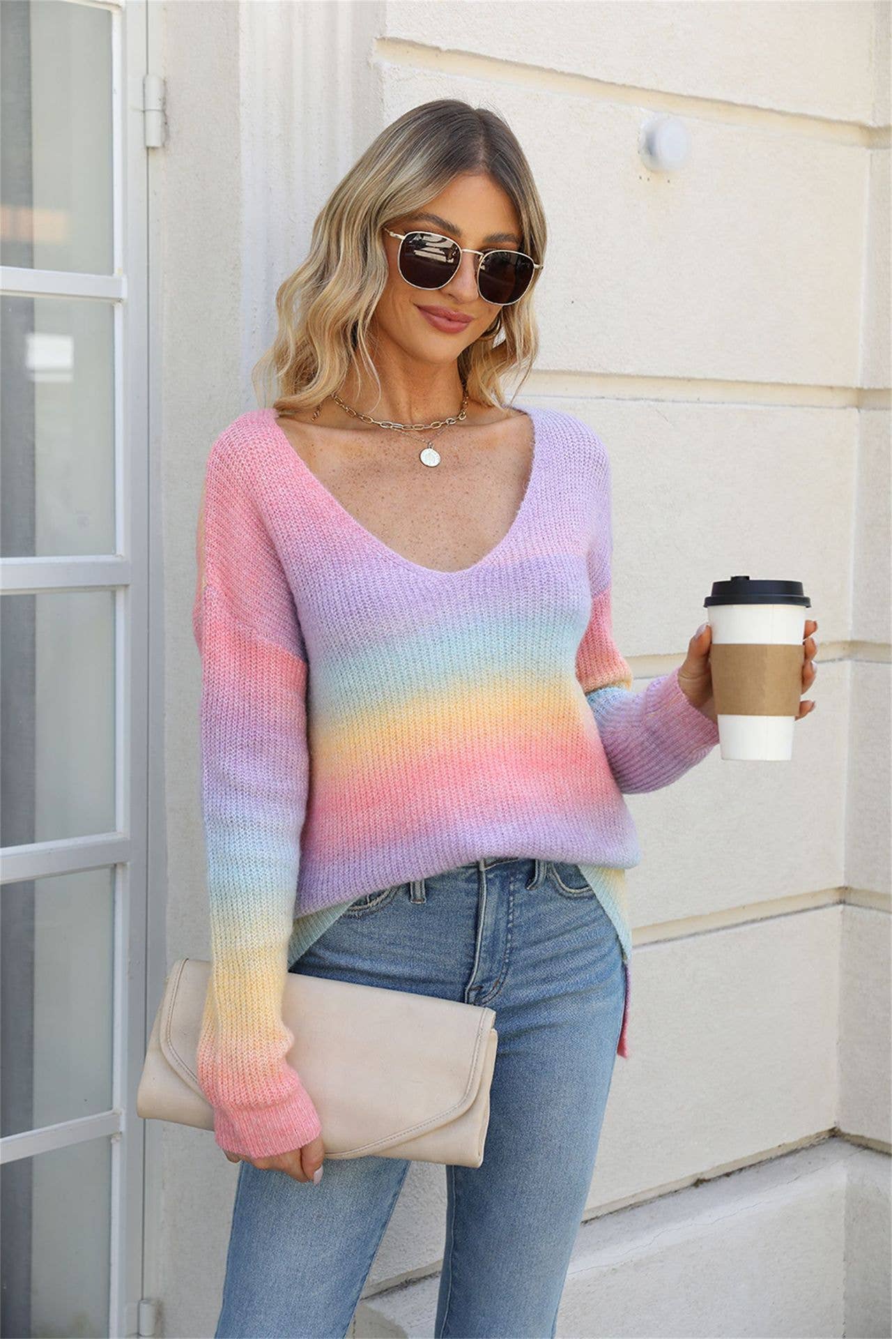 Tie-dye pullover sweater with irregular gradient