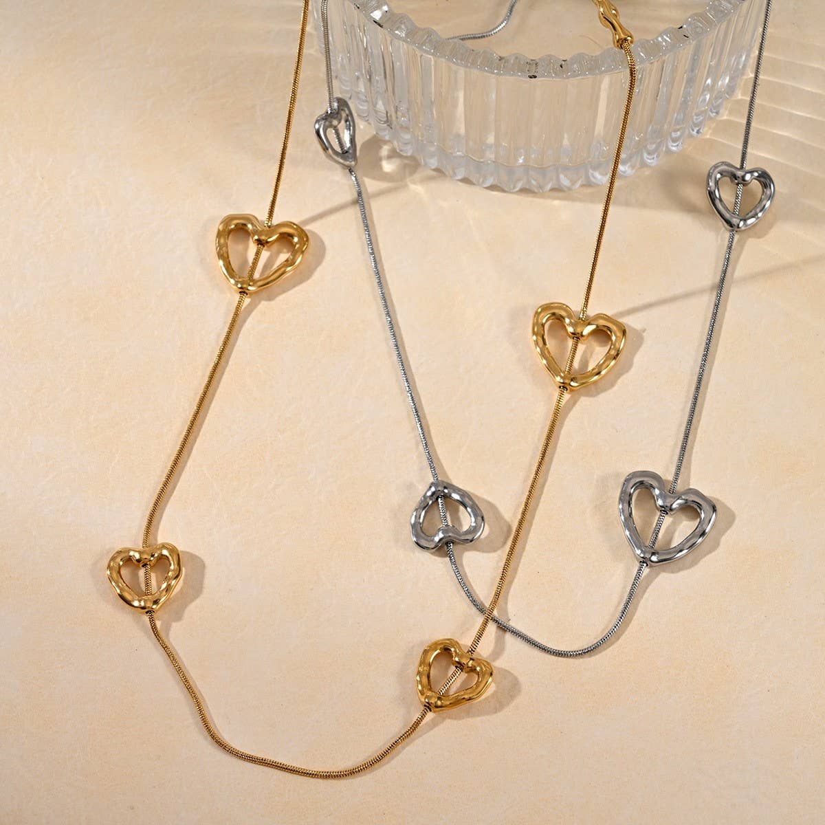 18K Gold Plated Stainless Steel Heart Necklace_CWMM8808