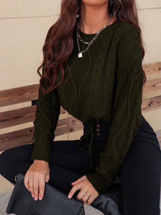 SOLID COLOR LOOSE CREW NECK SWEATER