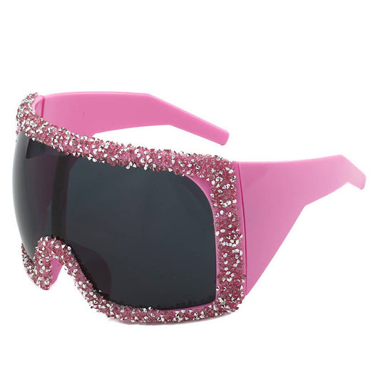 LARGE FRAME MASK LUXURY RHINESTONE SUNGLASSES
