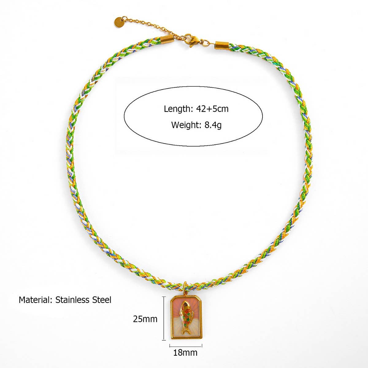 Vintage 18K Steel Tarot Card Pendant Necklace