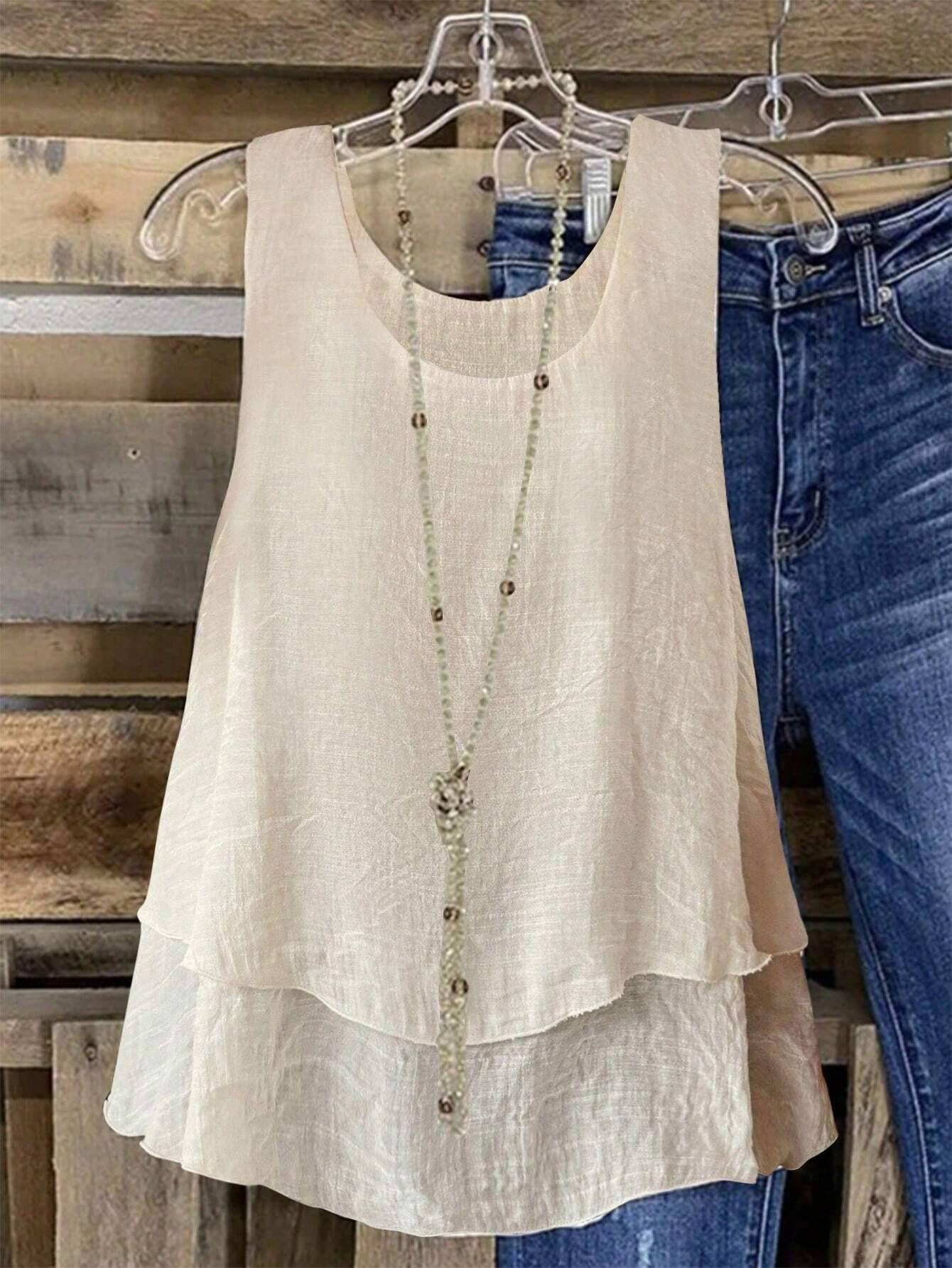 Top top halter sleeveless double cake tail tee