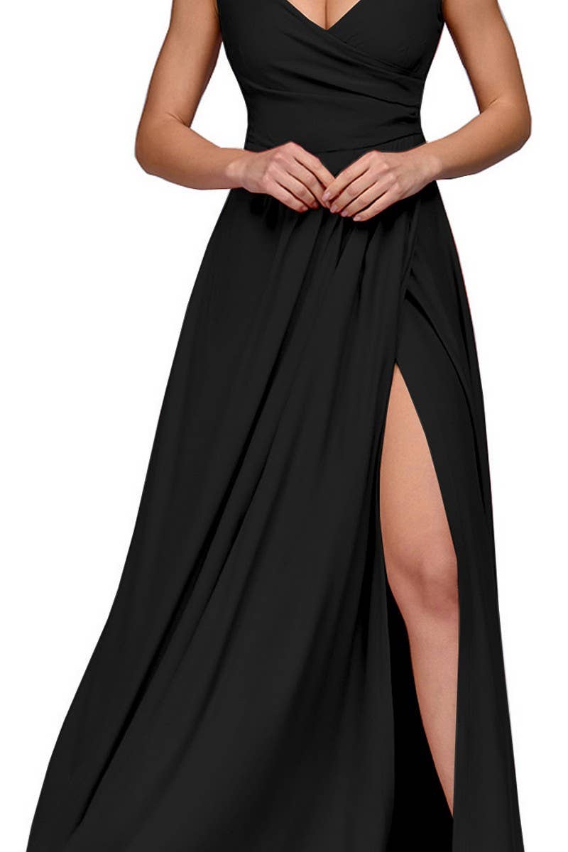 CWDMD5879_SLEEVELESS SOLID COLOR WAIST MAXI GOWN DRESS