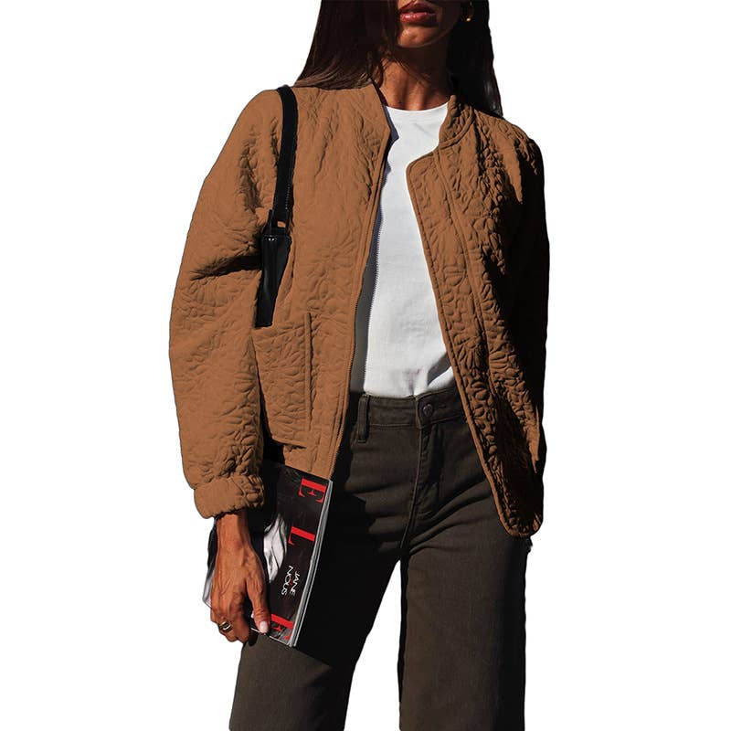 Solid-color floral texture loose jacket