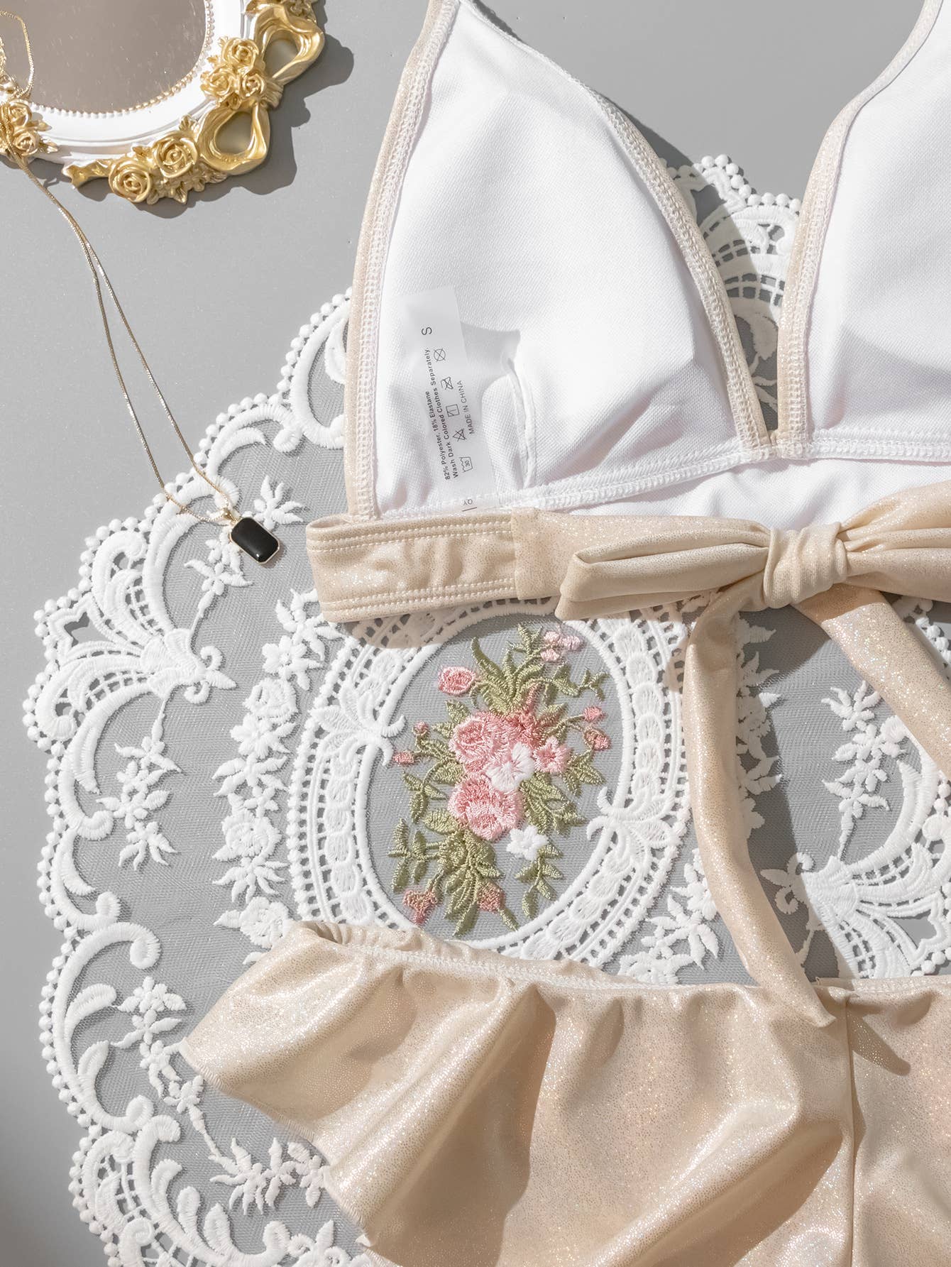 Gold Foil Bikini Set - Sexy Backless Swimsuit