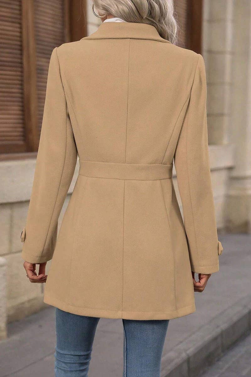 CWOCO00230_SOLID COLOR LAPEL WOOLEN SUIT SLIM COAT