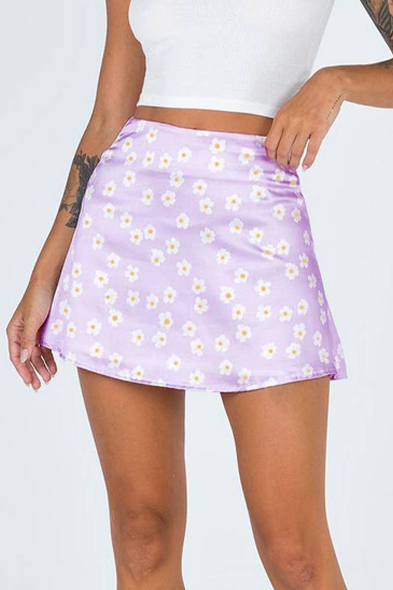 HIGH WAISTED SATIN PRINTED FLORAL LEOPARD SKIRT_CWBSS0152