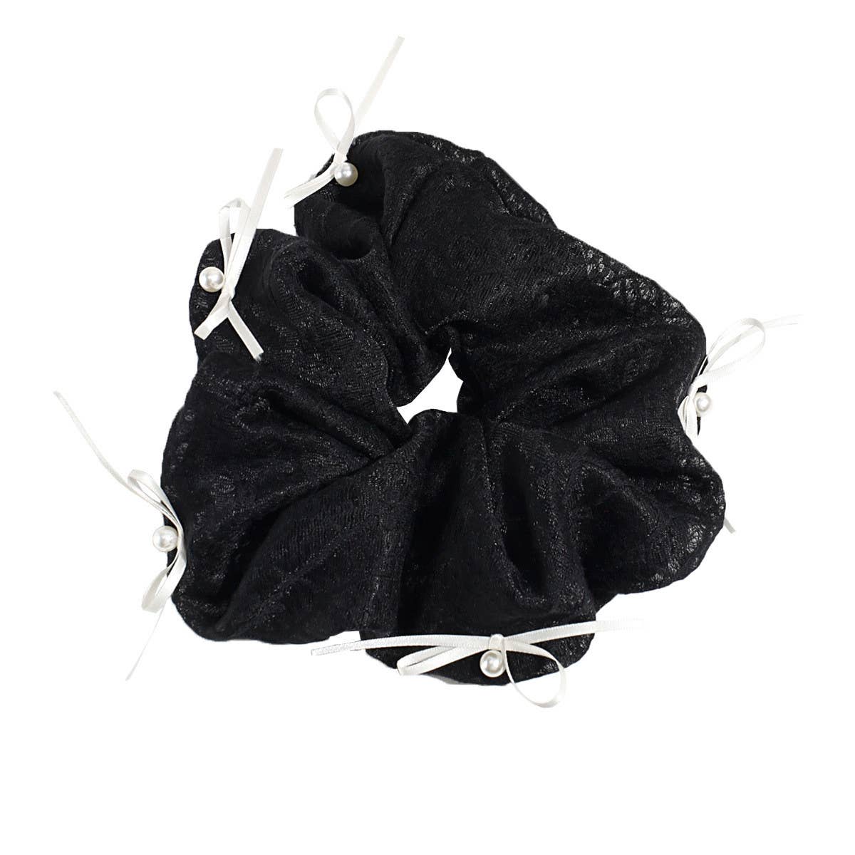 SIMPLE PEARL BOW FABRIC HAIR ROPE_CWAHA2207