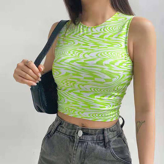 Abstract print sleeveless top small vest